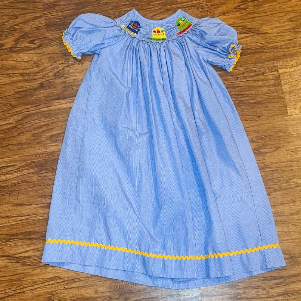 Toddler girl's Precious Kids smocked crayons dress, size 4
